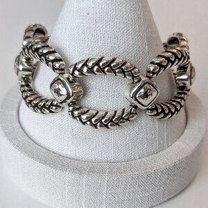 Brighton Adriel Link Braided Bracelet. Silver Plated 7"+Adjustable size extender